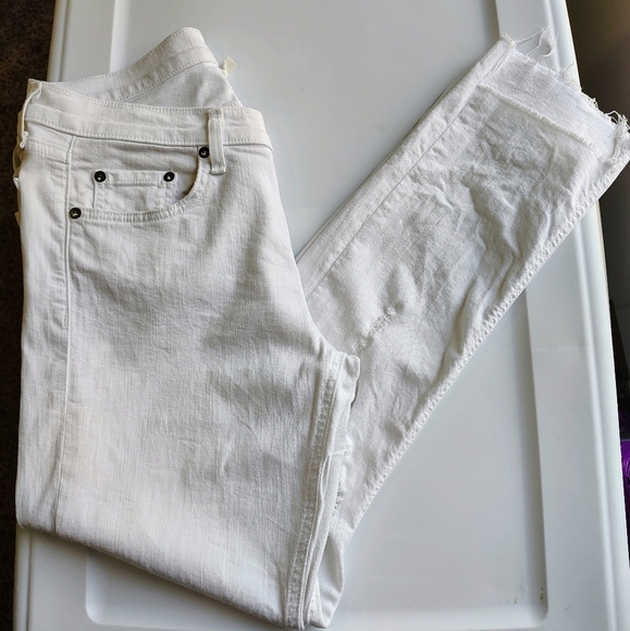 Rag & Bone Dre Capri White Distressed Women's Jeans, Frayed, Stretch, sz 28. - Picture 2 of 16